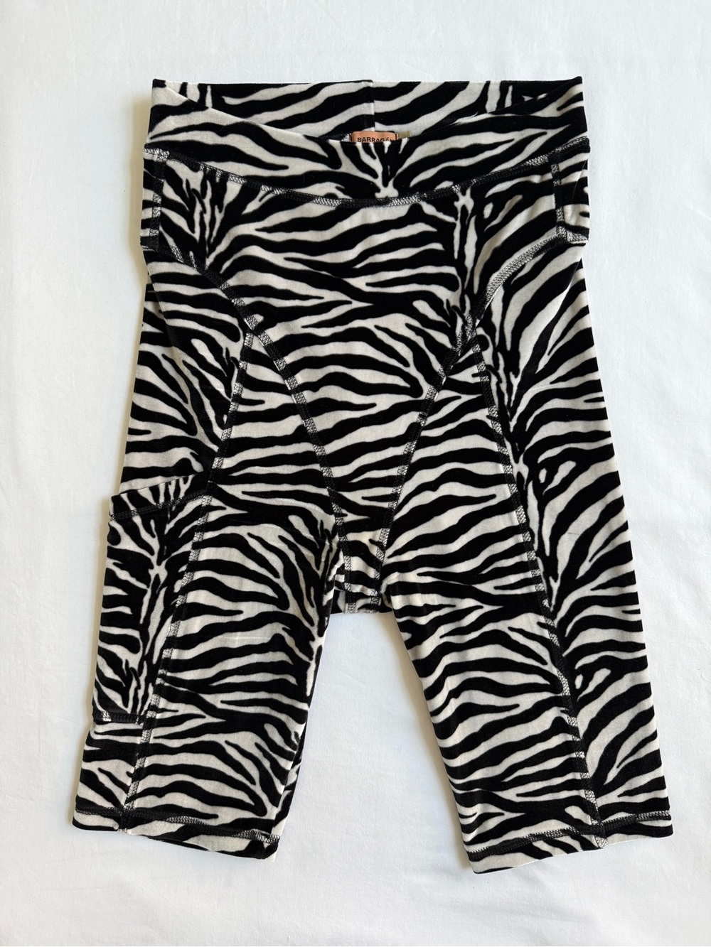 Barragan Zebra Print Velvet Cycling Shorts Biker Shorts Size S Black White